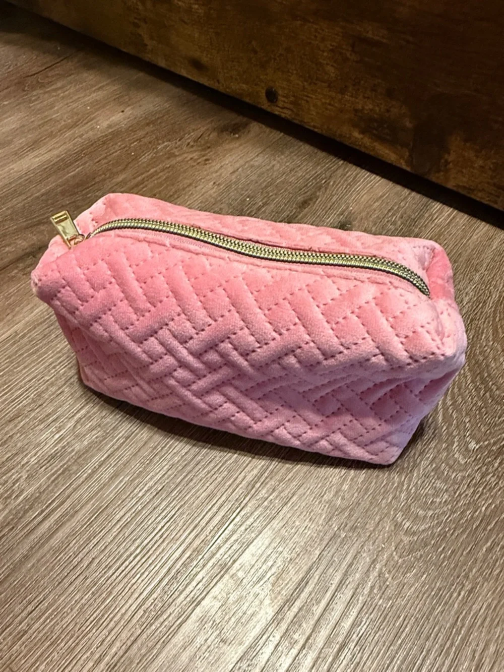 Ulta Beauty Quilted Pink Cosmetic Pouch with Gold Zipper - Picture 1 of 4